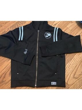 Pepe Jeans Black Zip Hoodie with Light Blue Stripe Accents